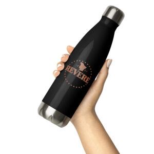 photo of hand holding a revere black water bottle