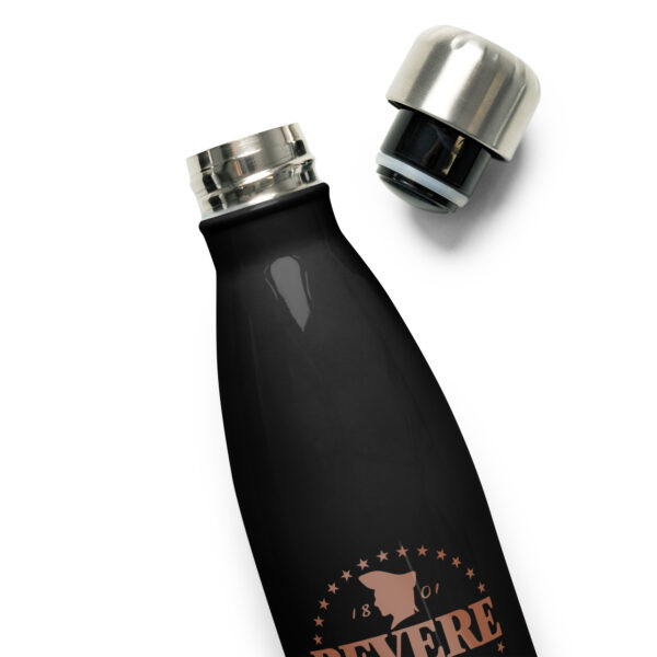 revere black water bottle with top off
