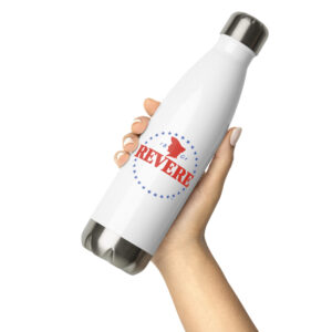 photo a hand holding a revere white water bottle