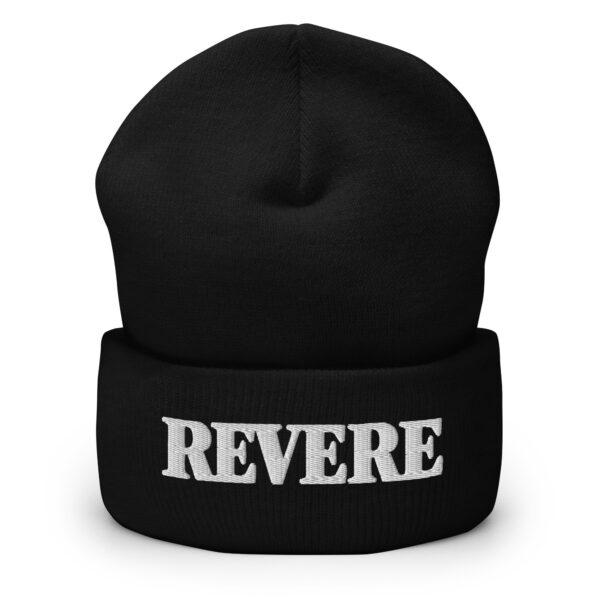 Black beanie with Revere embroidered graphic