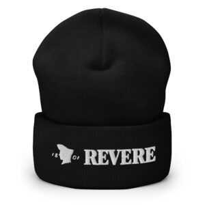 Black beanie with Revere 1801 embroidered graphic