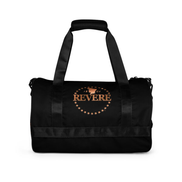 Black gym bag with copper Revere logos