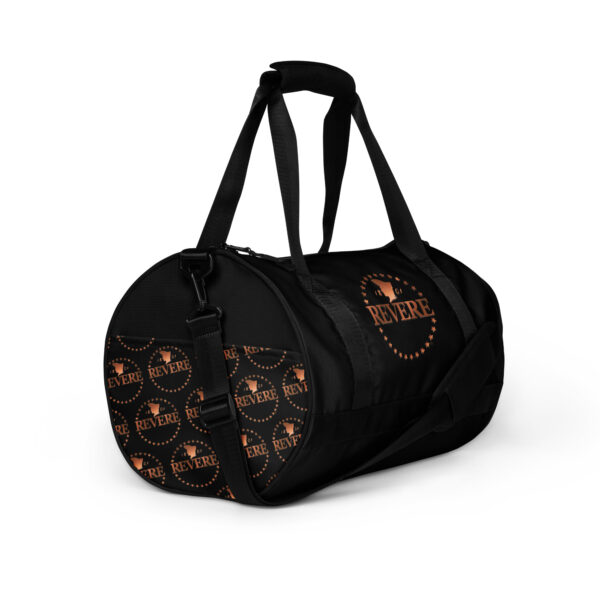 Black gym bag with copper Revere logos