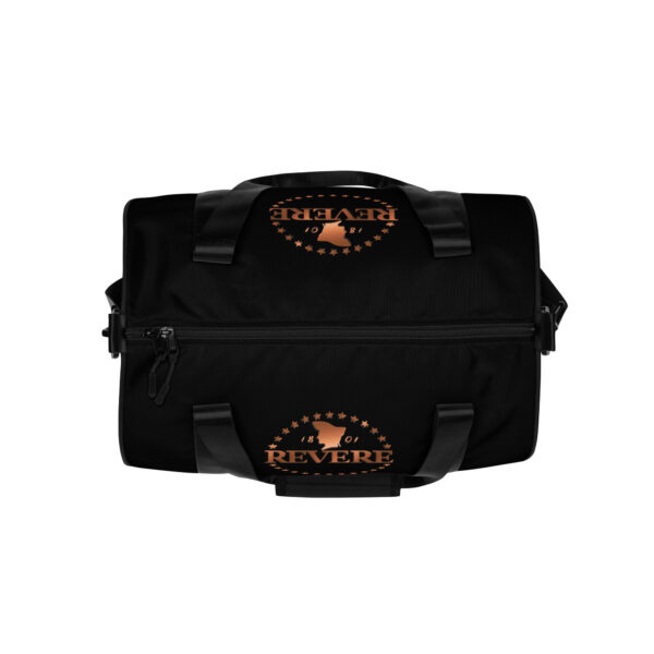 Black gym bag with copper Revere logos