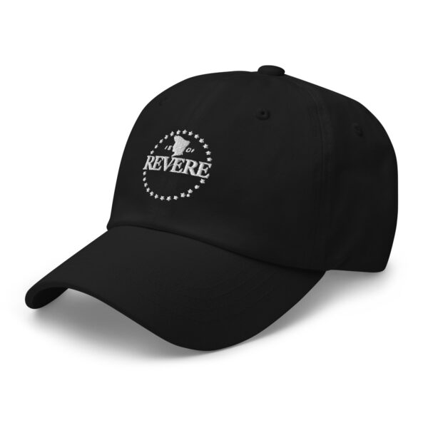 black baseball cap with white embroidered Revere logo photo