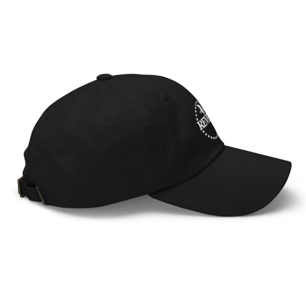 black baseball cap with white embroidered Revere logo photo