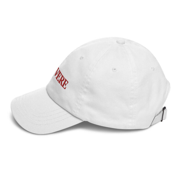 White baseball cap with Red Revere logo