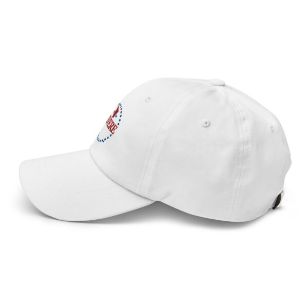 white baseball cap with red and blue embroidered Revere logo photo