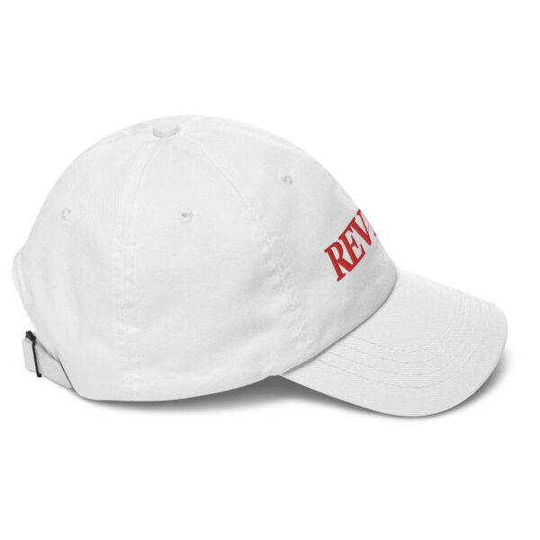 White baseball cap with Red Revere logo