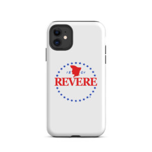 iPhone case with blue and Red Revere logo
