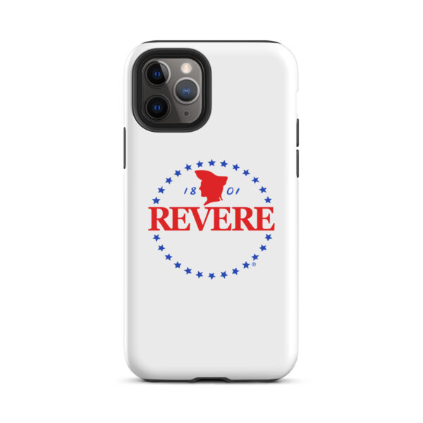 iPhone case with blue and Red Revere logo