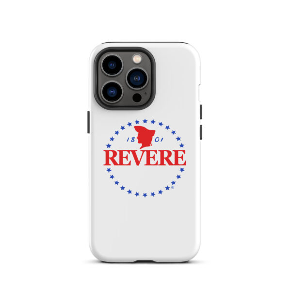 iPhone case with blue and Red Revere logo