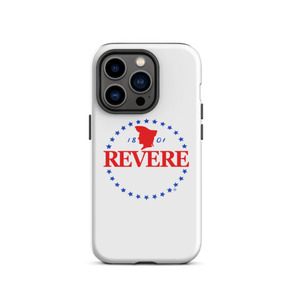 iPhone case with blue and Red Revere logo