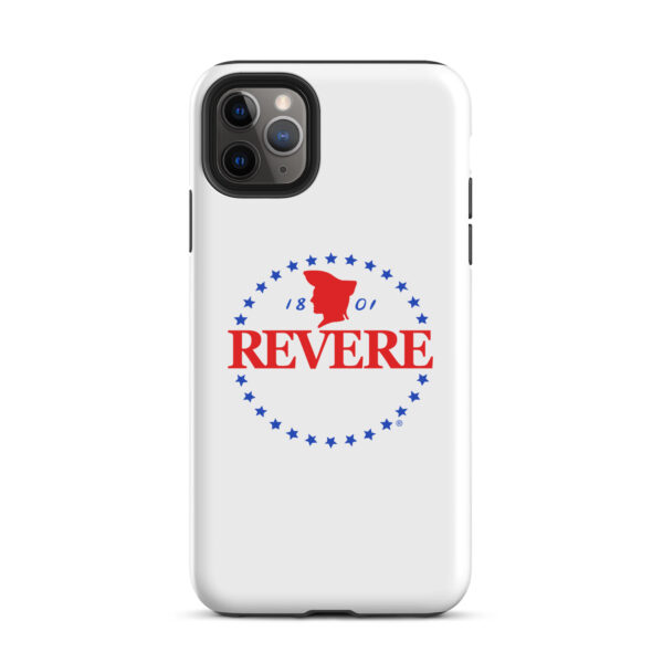 iPhone case with blue and Red Revere logo