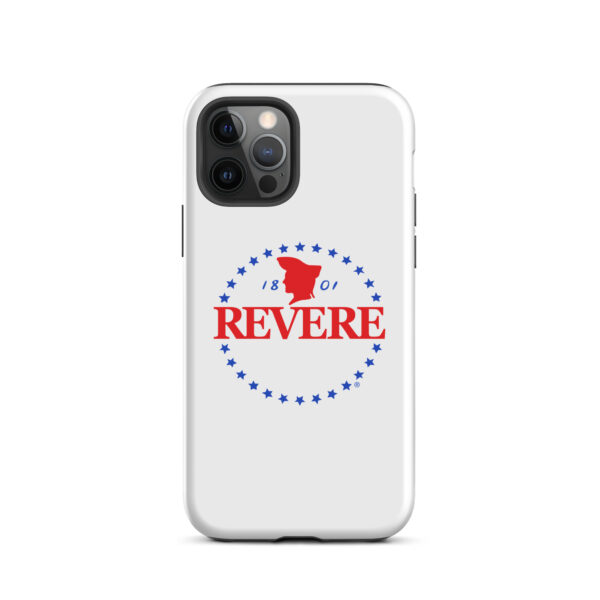 iPhone case with blue and Red Revere logo