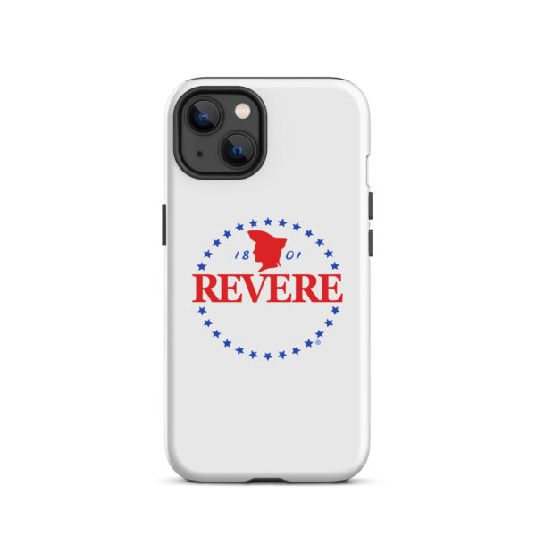 iPhone case with blue and Red Revere logo