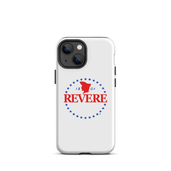 iPhone case with blue and Red Revere logo