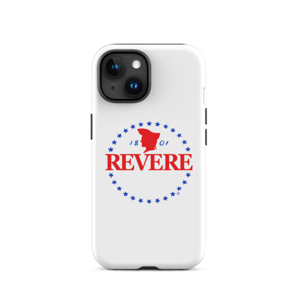 iPhone case with blue and Red Revere logo