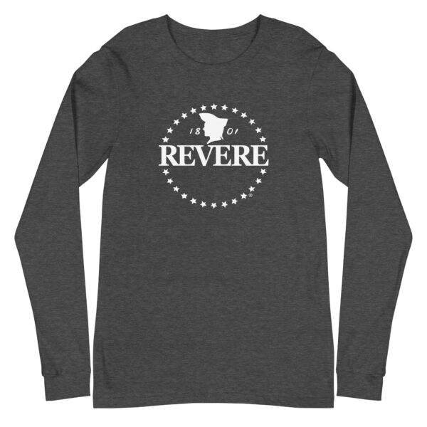 grey long sleeve tshirt with white Revere logo