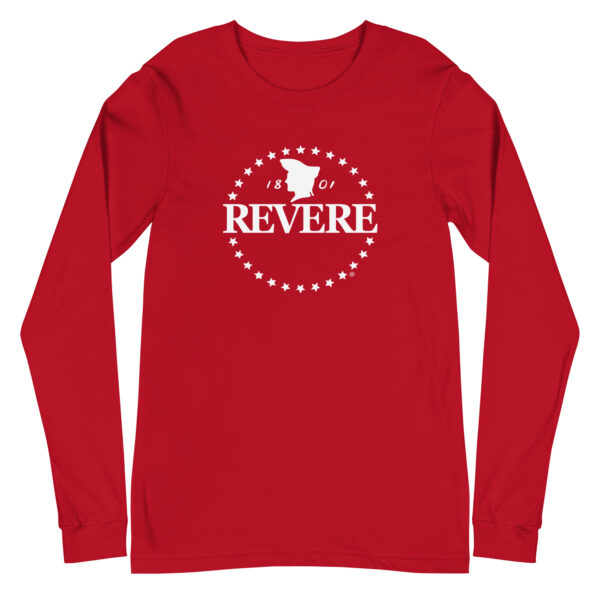 red long sleeve tshirt with white Revere logo