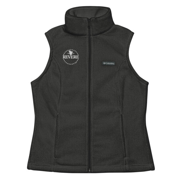 grey fleece vest with white embroidered Revere logo