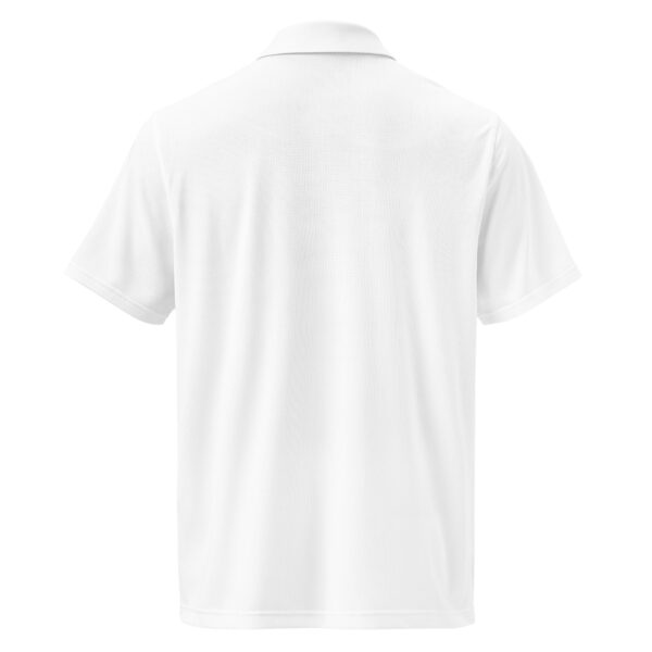 mens white polo shirt back