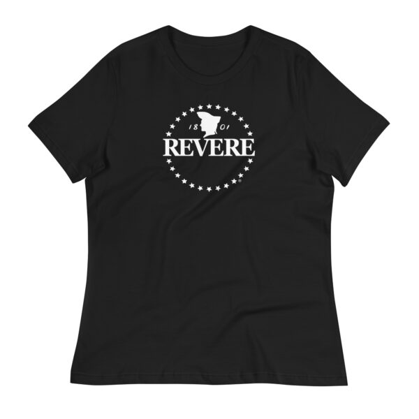 Women's Relaxed T-Shirt in Black, Navy & Poppy w/White logo - Image 2