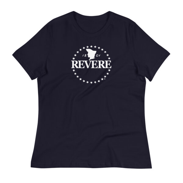 Women's Relaxed T-Shirt in Black, Navy & Poppy w/White logo