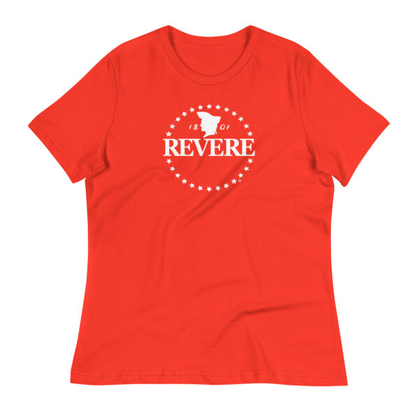 Women's Relaxed T-Shirt in Black, Navy & Poppy w/White logo - Image 3